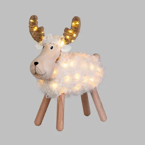 Pecorenna Luminosa Natale H45 cm con 80 MicroLED Bianco Caldo e Multicolor