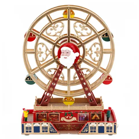 Ruota Panoramica di Babbo Natale con LED Colorati e Musica Natalizia