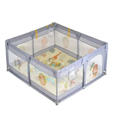 GameZone Tappeto con Recinto 120x120 cm Grey