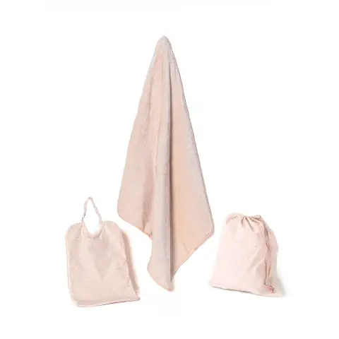 Set Asilo 3 Pezzi: Bavaglino Xl Asciugamano e Sacca Porta Oggetti Square Girl