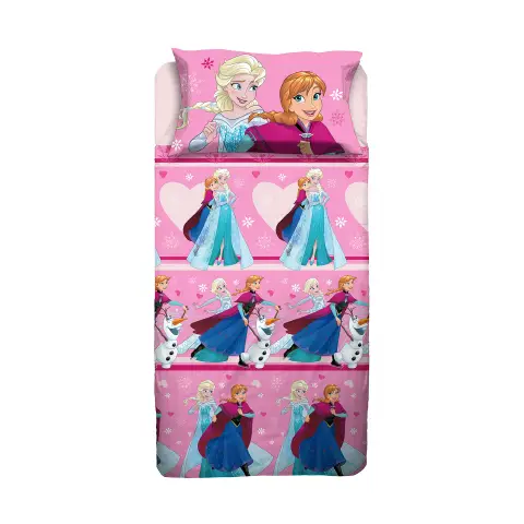 Set Lenzuolo Letto Singolo Frozen Rosa -  100% Cotone