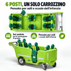 Carrozzino Elettrico Espresso 6 Posti Base Verde | ITALTRIKE - Carrozzine multiposto