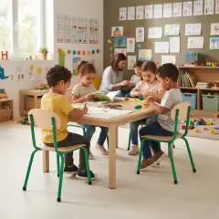 Sedia Scuola dell’Infanzia Bambino Misura 2 H 31 cm – Verde, Impilabile - Sedie in legno