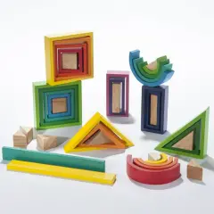 Arcobaleno di Forme e Colori – Set di Giochi Educativi in Legno - Grandezze, forme e colori