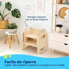 Set Tavolino e Sediolina in Legno per Bambini – Arredo per Asilo Nido e Scuola dell’Infanzia - Sedie in legno