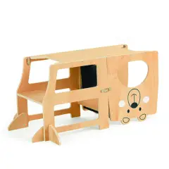 Torre Montessori Pieghevole 3-in-1 in Legno con Lavagnetta - leggere scrivere contare racco