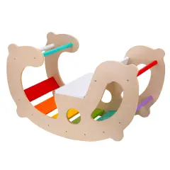 Panca a Dondolo 2-in-1 in Legno con Arrampicatoio, Dondopanca per Bambini - Primi giochi