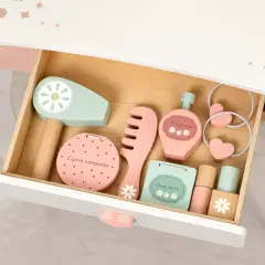Toeletta in Legno con Sgabello, Vanity Set con Accessori - Cucine e gioco simbolico