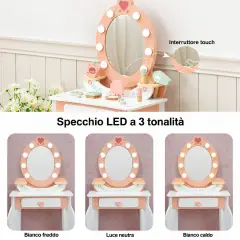Toeletta in Legno con Sgabello, Vanity Set con Accessori - Cucine e gioco simbolico