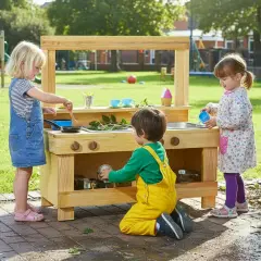 Cucina Gioco in Legno da Esterno per Bambini con Lavagna e Doppi Lavelli - Cucine e gioco simbolico
