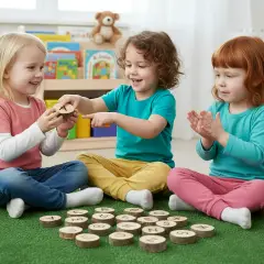 Lettere Maiuscole/Minuscole Su Dischi Di Legno Bifacciali 26 Pz - Soggetti in legno