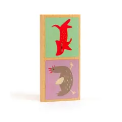 Domino in Legno Ecologico Animali, Gioco Educativo con 28 Tessere Colorate - Memory e Domino