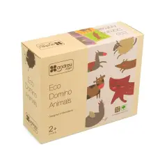 Domino in Legno Ecologico Animali, Gioco Educativo con 28 Tessere Colorate - Memory e Domino