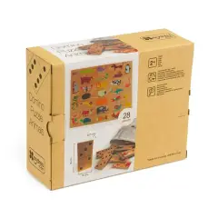 Domino Puzzle Animali e Quantità in Legno, 28 Tessere Doppia Faccia per Bambini - Memory e Domino
