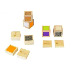 Cubi Sensoriali con Texture - 4 Cubi + 12 Sagome - Sviluppo sensoriale
