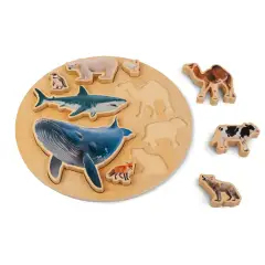 Puzzle Dimensioni degli Animali, Gioco Educativo in legno con Immagini Reali - Incastri e puzzle in legno