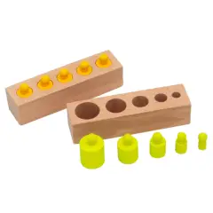 Cilindri Volumetrici in Legno, Gioco Educativo Montessori Ordinamento per Dimensioni - leggere scrivere contare racco