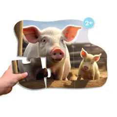 Maxi Puzzle in Cartone Animali 10 Mamme e Cuccioli, Gioco Educativo per bambini 2-5 Anni - Puzzle in cartone