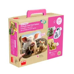 Maxi Puzzle in Cartone Animali 10 Mamme e Cuccioli, Gioco Educativo per bambini 2-5 Anni - Puzzle in cartone