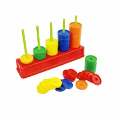 Abaco a 5 Aste con 50 Dischi Colorati per Prime Attività di Conteggio - Classificazione e matematica