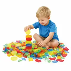 Translucent Geometric Shapes - 180 Pieces in Ecological Box - Classification and Mathematics