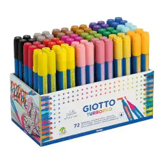 Pennarello Doppia Punta Giotto Turbo Pro, Schoolpack 72 Pezzi Assortiti in 18 Colori - Pennarelli