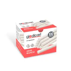Gessi Bianchi Tondi Antipolvere Anallergici, Carbonato di Calcio, Scatola 100 Pezzi - Gessi e accessori per lavagne