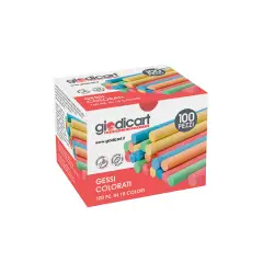 Gessi Colorati Tondi Antipolvere Anallergici, Carbonato di Calcio, Scatola 100 Pezzi - Gessi e accessori per lavagne