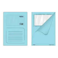 Cartella 3 Lembi Con Finestra Azzurro 50 pz - Archiviazione
