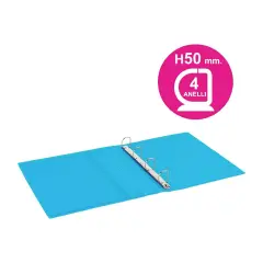 Raccoglitore ad anelli Personalizzabile a 4 Anelli 22x30 Dorso 50 Azzurro - Archiviazione