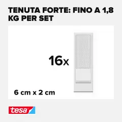 Powerstrips Click Small - Strisce Autoadesive con Sistema di Aggancio e Sgancio 16x2 Pezzi - Nastri adesivi e colle