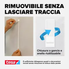 Powerstrips Click Small - Strisce Autoadesive con Sistema di Aggancio e Sgancio 16x2 Pezzi - Nastri adesivi e colle
