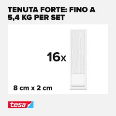 Powerstrips Click Medium - Strisce Autoadesive con Sistema di Aggancio e Sgancio 16x2 Pezzi - Nastri adesivi e colle