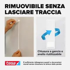 Powerstrips Click Medium - Strisce Autoadesive con Sistema di Aggancio e Sgancio 16x2 Pezzi - Nastri adesivi e colle