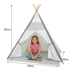 Tenda Gioco degli Indiani per Bambini con Tappetino Interno, 120x120x150 cm - Rifugi e tane