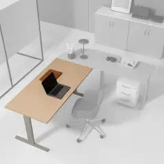 Scrivania TK Eco con Gambe in Metallo e Piano Rovere 180 cm - Conforme CAM - Arredo per l'ufficio