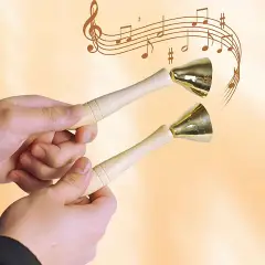 Campanelle in Ottone cpon Impugnatura in Legno, Coppia - Educazione musicale