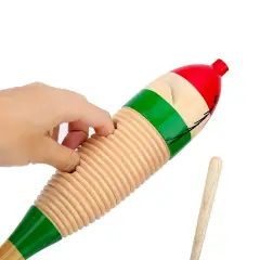 Guiro in Legno con Battente, Strumento Musicale 21 cm per Bambini - Educazione musicale