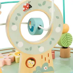 Tavolo Educativo Multiattività in Legno con Trenino e Pista Tridimensionale - Alimenti, mercatini, stoviglie