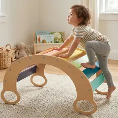 Arco Dondolo Arcobaleno Montessori in Legno - Primi giochi