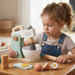 Mixer Impastatrice Gioco in Legno con Accessori e Ricettario - Cucine e gioco simbolico