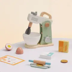 Mixer Impastatrice Gioco in Legno con Accessori e Ricettario - Cucine e gioco simbolico