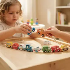 Veicoli da Infilare in Legno Montessori - Motricità Fine - Motricità fine