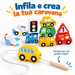 Veicoli da Infilare in Legno Montessori - Motricità Fine - Motricità fine