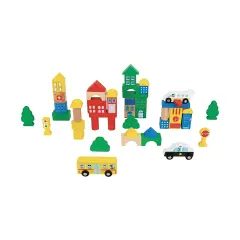 Blocchi Costruzioni in Legno, Playset Città con Veicoli e Palazzi - Costruzioni in legno