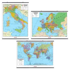 Carte Geografiche Italia, Europa E Planisfero - 3 Pezzi - Geografia e scienze naturali