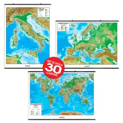Carte Geografiche 10 Italia, 10 Europa, 10 Planisfero -  30 Pezzi - Geografia e scienze naturali