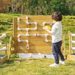 Pannello dei Travasi e Pista d'Acqua in Legno, Stazione Sperimentale Outdoor per Bambini - Sviluppo sensoriale