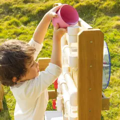 Pannello dei Travasi e Pista d'Acqua in Legno, Stazione Sperimentale Outdoor per Bambini - Sviluppo sensoriale