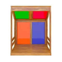 Casetta Arcobaleno con Vetri Colorati in Legno per Esterni, Certificata EN 1176 - Palestrine
